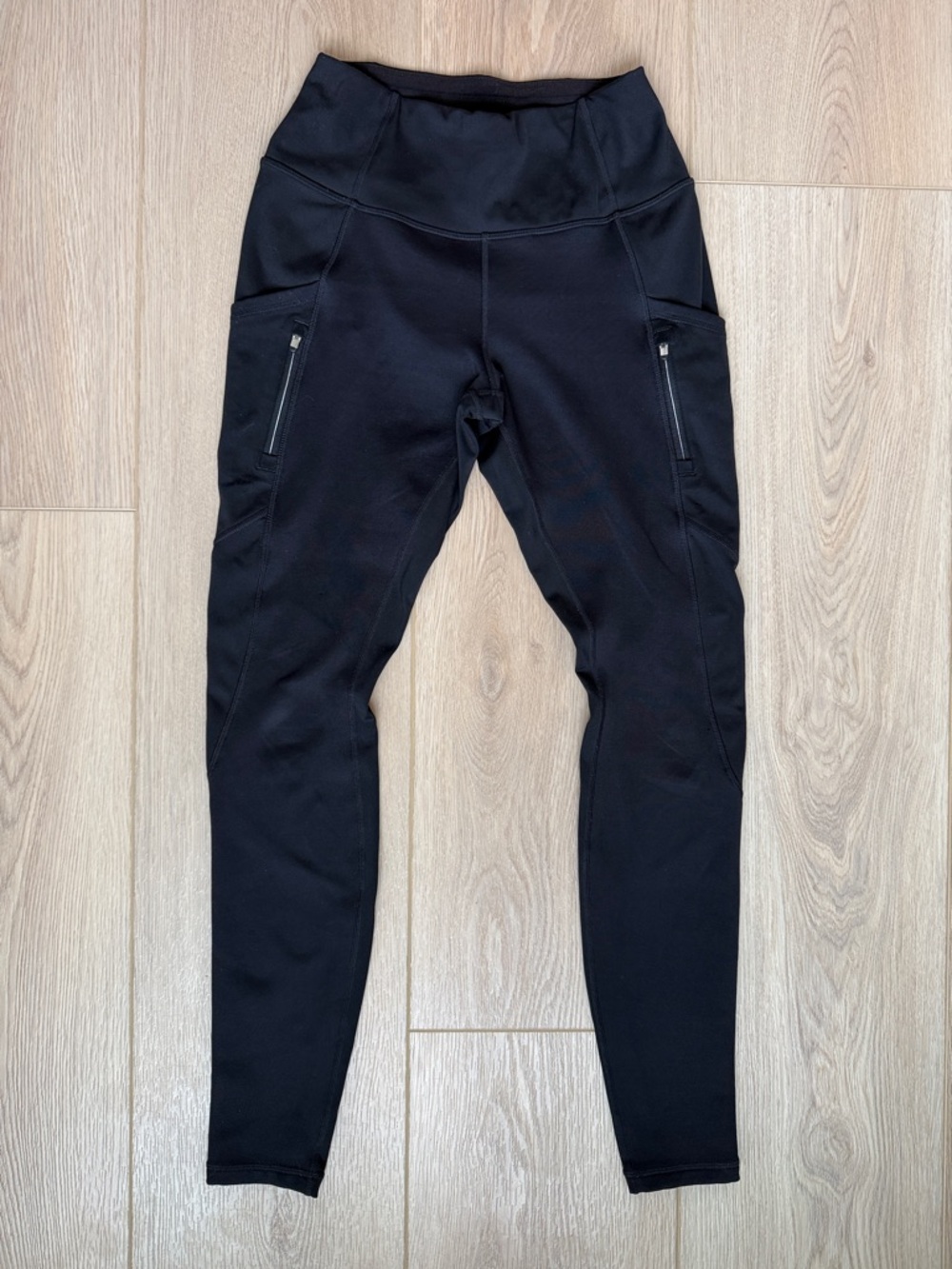 Athleta Rainier High Rise Legging Black Fleece Lined Zip Pocket Tight XS